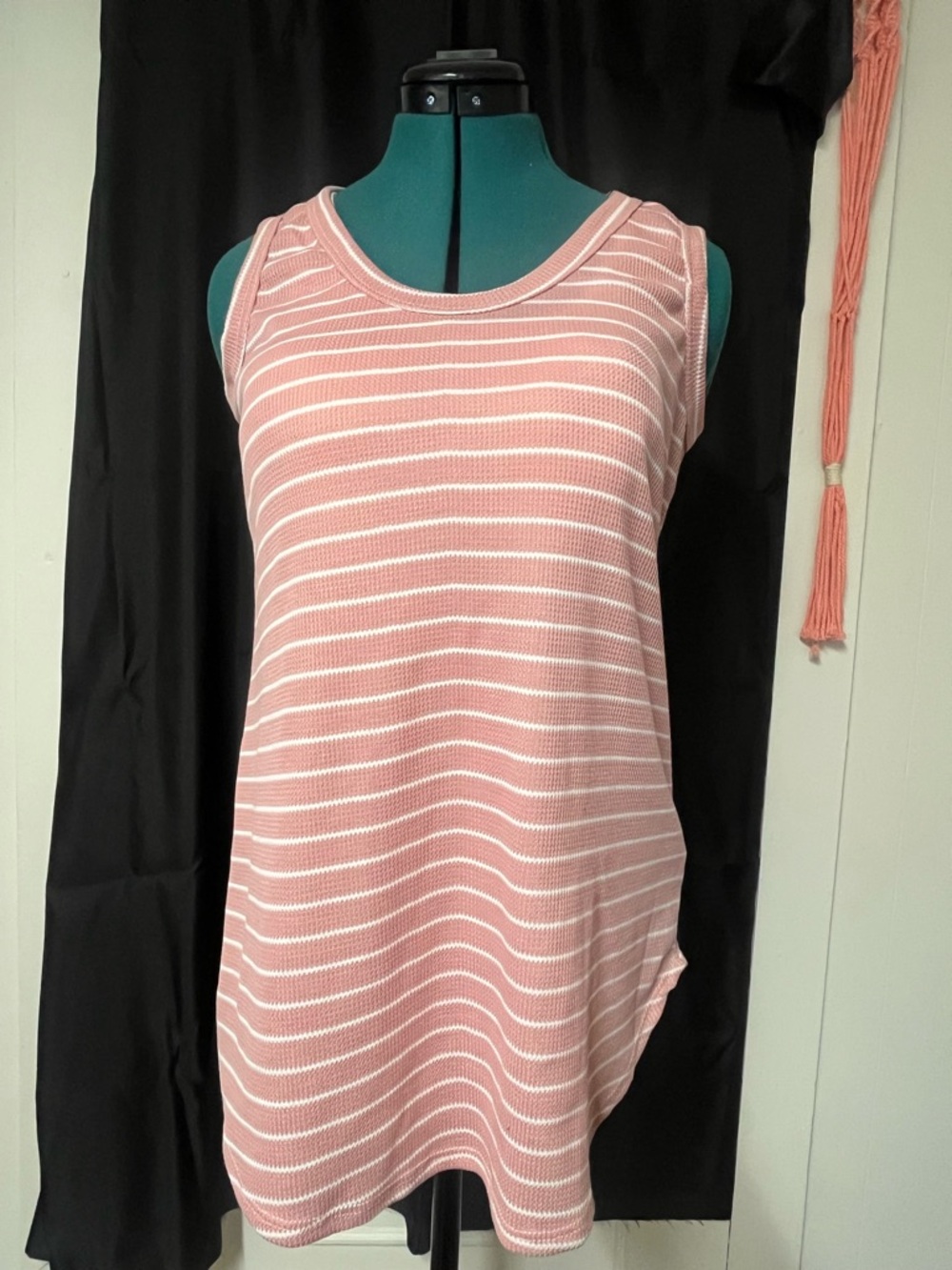 Sleeveless Pink Striped Tank Top